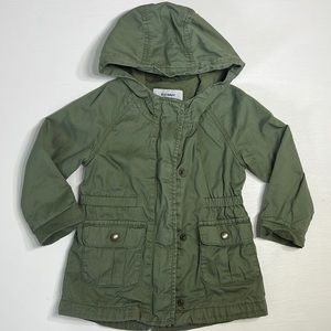 Girls Old Navy Green Hooded Utility Jacket, Size 2T, 2 Years
